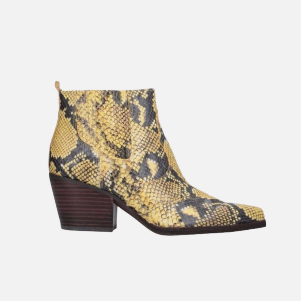 Sam Edelman Yellow and Black Snakeskin Ankle Boots